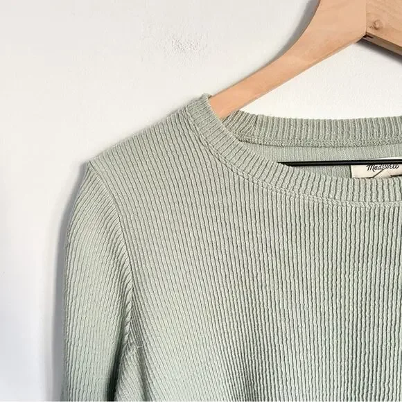 Madewell Elwood Knot Long Sleeve Crew Neck Top Green Size M - Picture 4 of 10